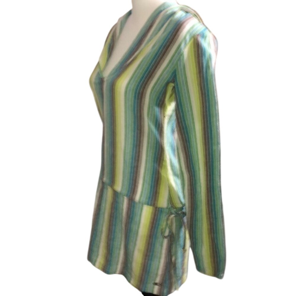 O'Neill Striped Hooded Tunic Long Sleeve Beach Coverup Multi Women L